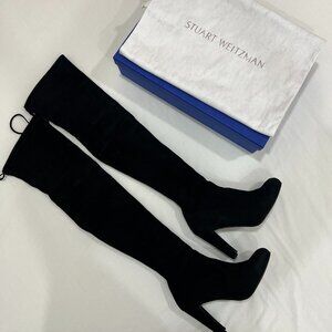 Stuart Weitzman Highland Over the Knee Boots Black Suede 7.5